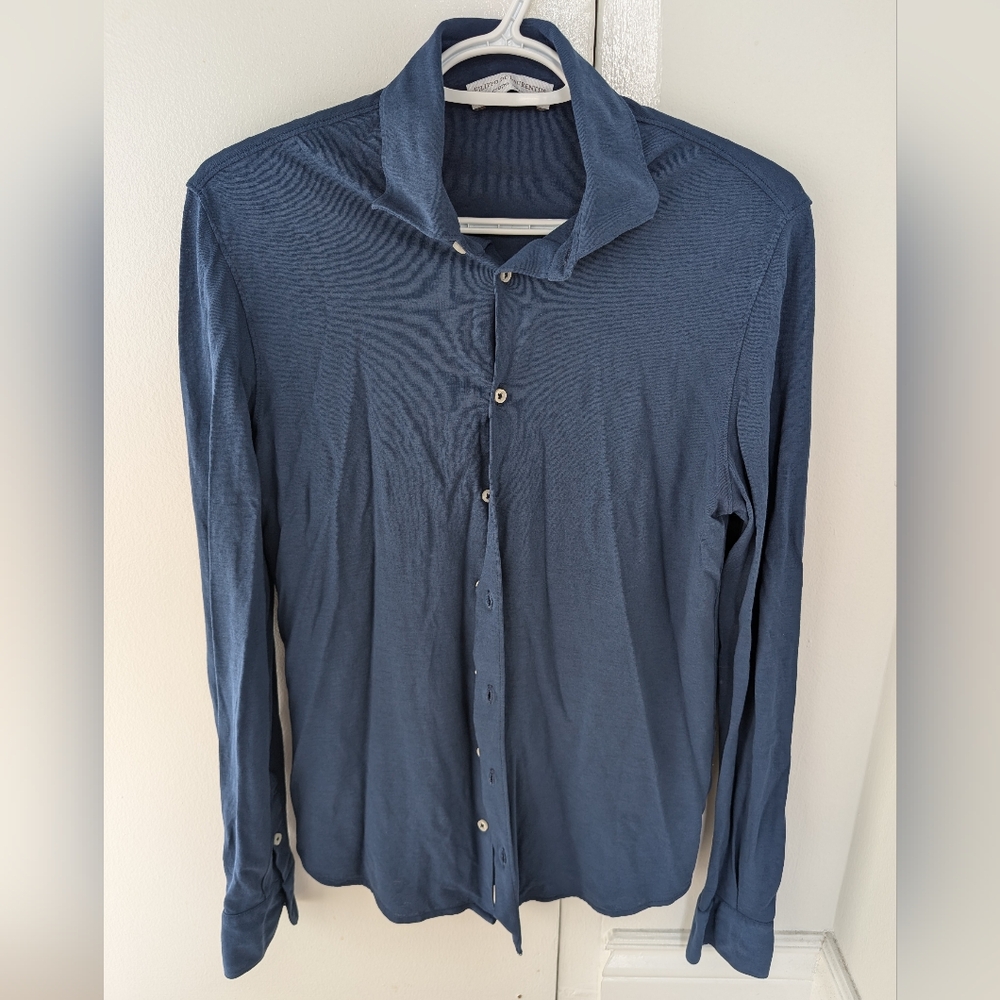 Filippo De Laurentiis Crepe Cotton Shirt, Size EU48